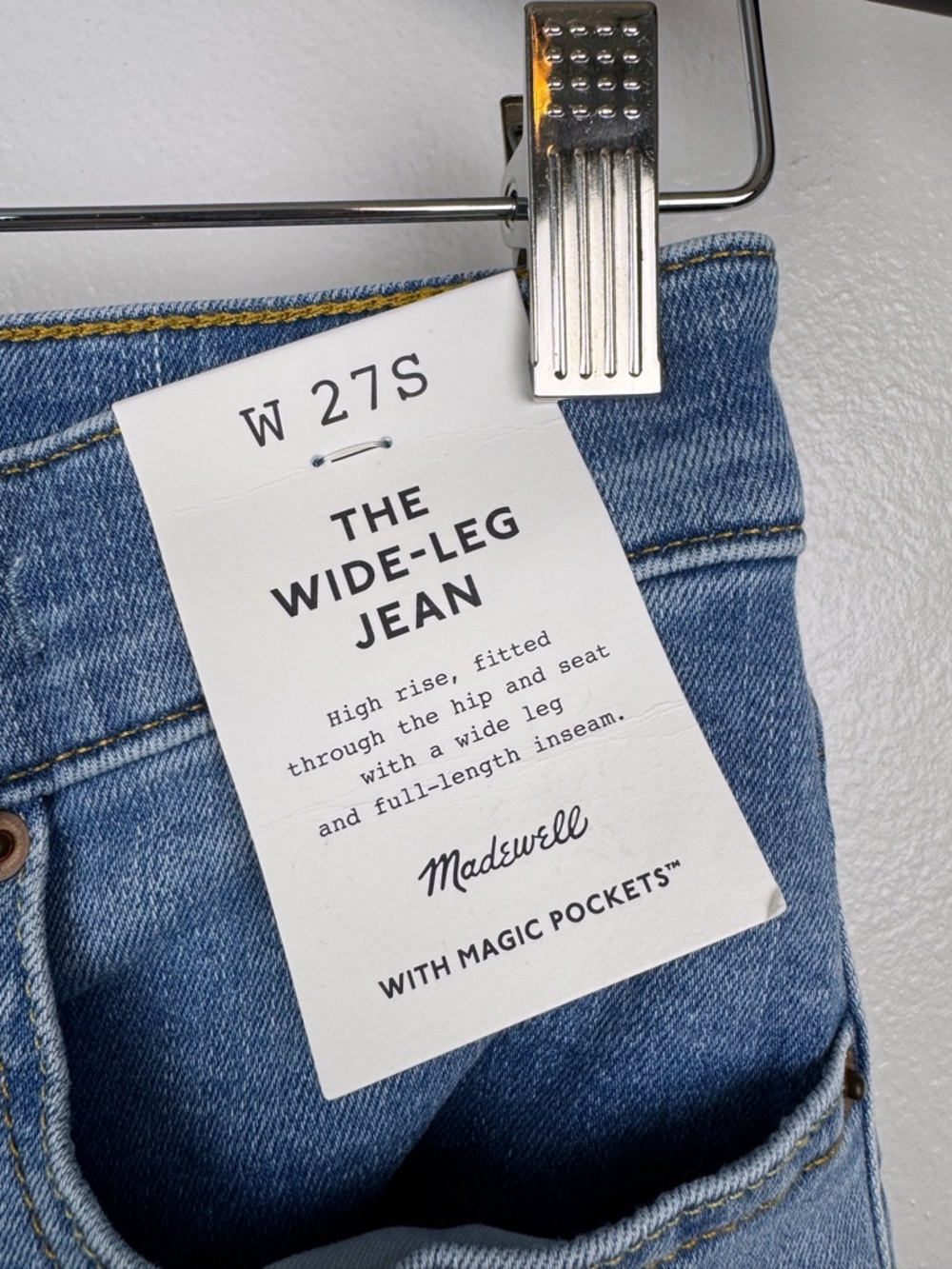 Madewell Short Wide Leg Jeans Super Stretch Coastal Blue Wash Size 27S NWT - Picture 8 of 11
